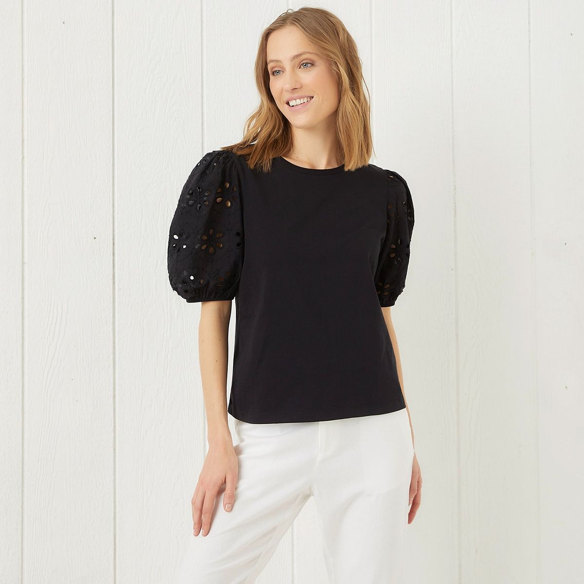 UNIVERSITY CLUB - Polera University Club Manga Globo 3/4 Algodón Mujer