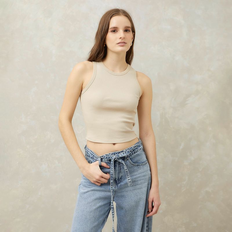 SYBILLA - Polera Sin Mangas Algodón Mujer Sybilla Estilo Casual