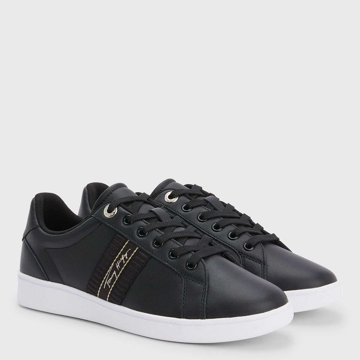 TOMMY HILFIGER - Zapatilla Urbana Mujer Cuero Negro Tommy Hilfiger