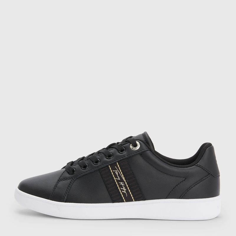 TOMMY HILFIGER - Zapatilla Urbana Mujer Cuero Negro Tommy Hilfiger