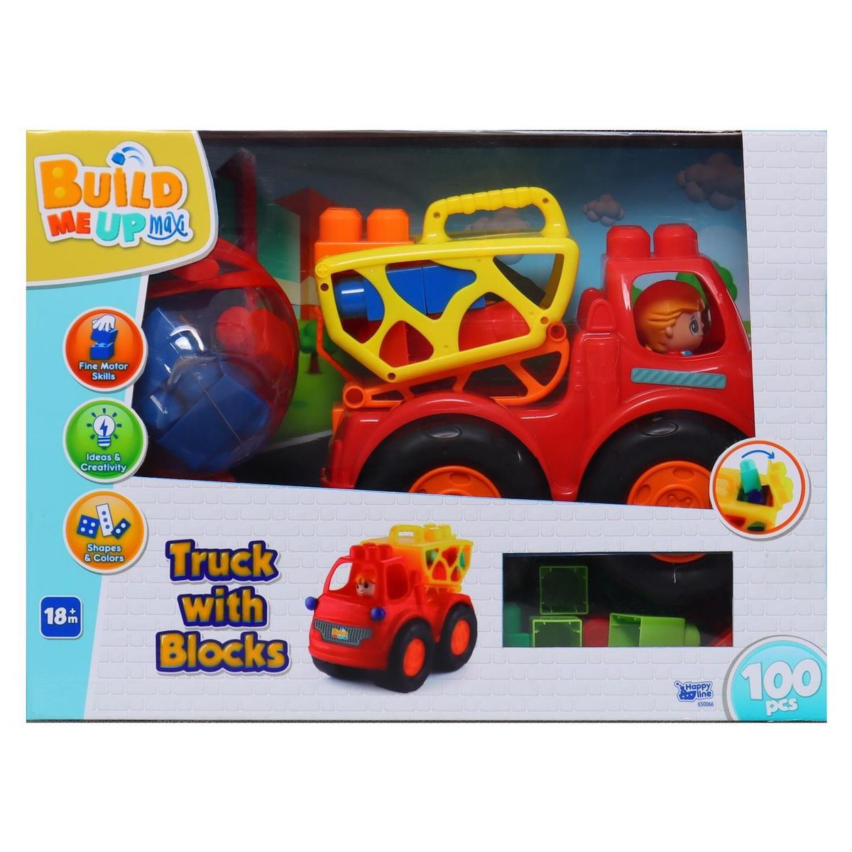 BUILD ME UP - Camión Con 100 Bloques Incluidos Juego Didactico Build Me Up