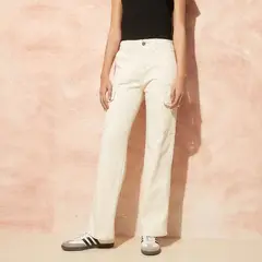 BASEMENT - Jeans Cargo Tiro Alto Mujer Fit Recto