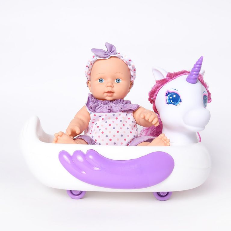 BABY LOVE Muñeca Con Bañera Unicornio