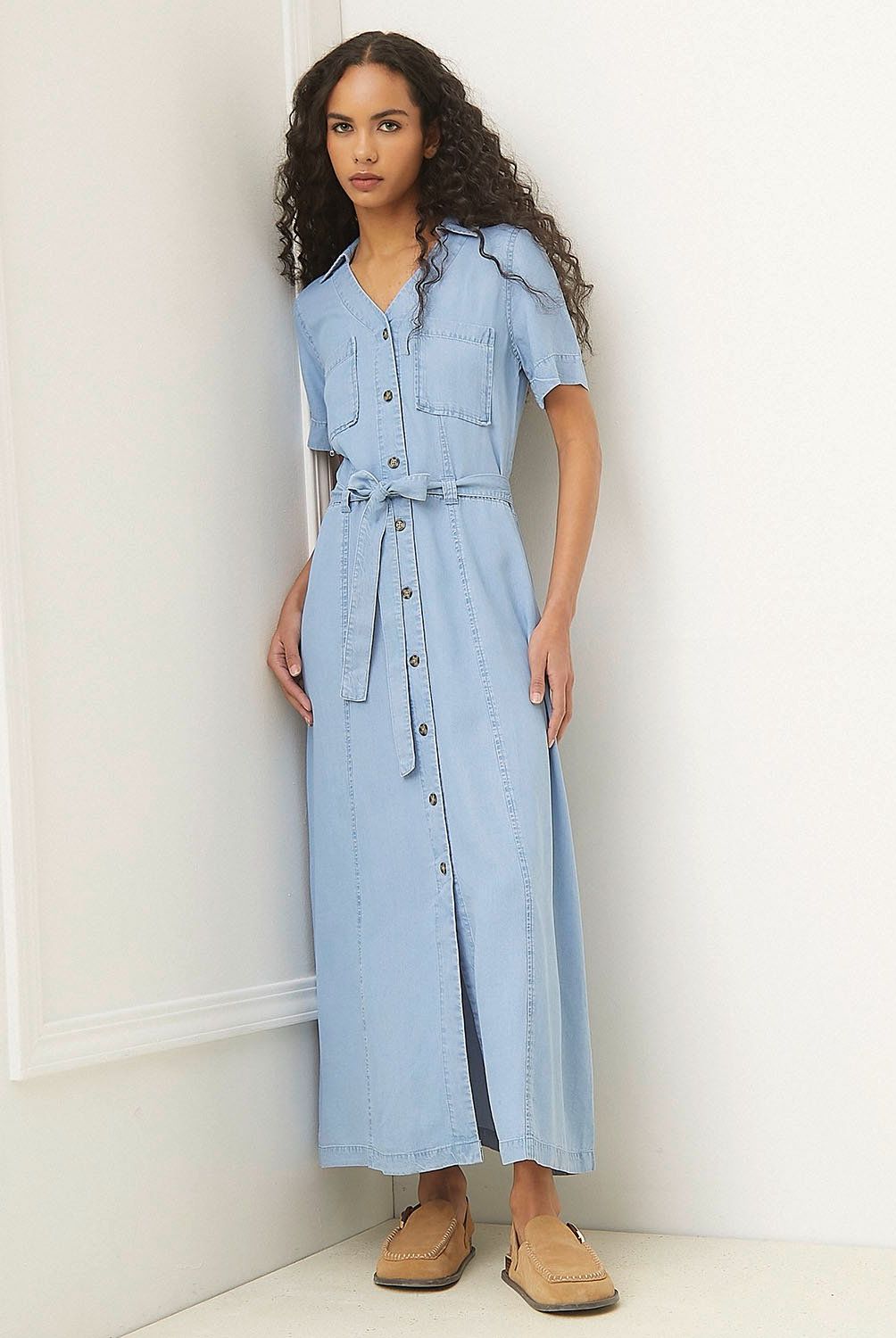 BASEMENT - Vestido Casual Lyocell Maxi Mujer