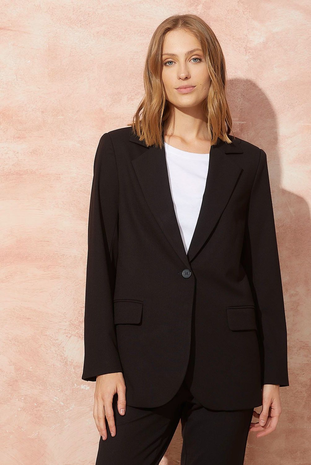 BASEMENT - Blazer Basement Regular Fit Mujer Manga Larga Diseño Liso