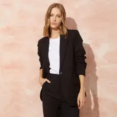 BASEMENT - Blazer Regular Fit Mujer Manga Larga Diseño Liso