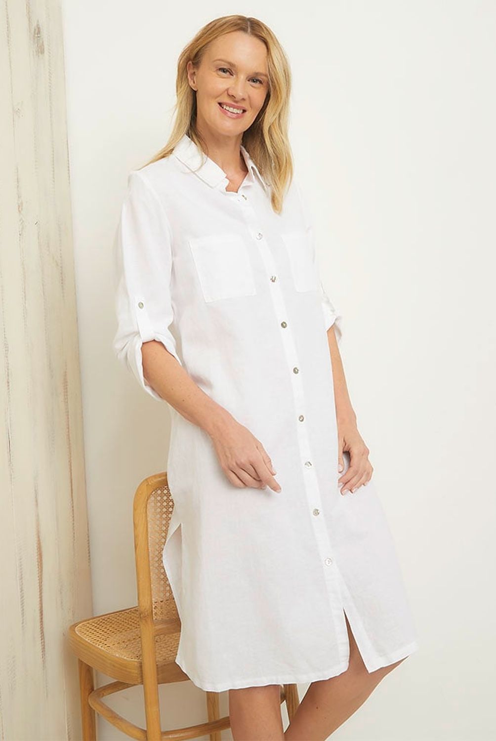S COCCI - Vestido Camisero Midi Lino Mujer S Cocci