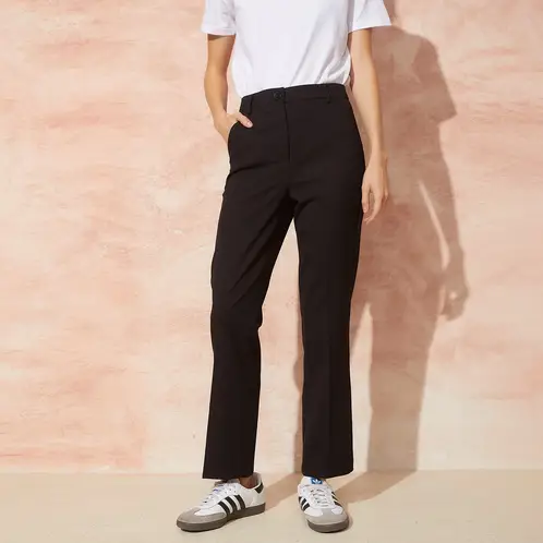 BASEMENT - Pantalón Sastre Mujer Straight Tiro Alto