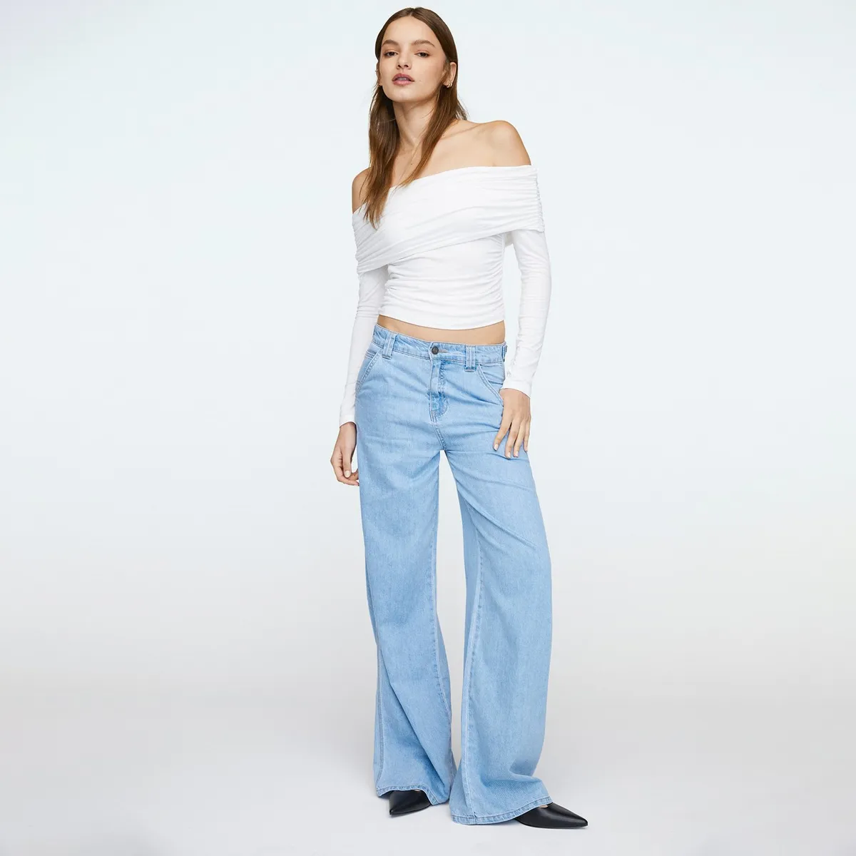 AMERICANINO - Jeans Cropped Tiro Alto Mujer Americanino