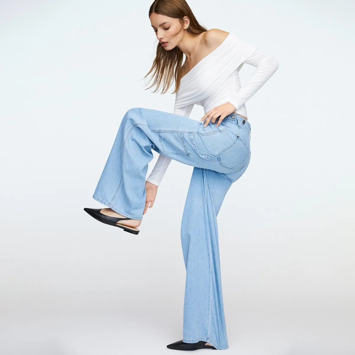 AMERICANINO - Jeans Cropped Tiro Alto Mujer Americanino