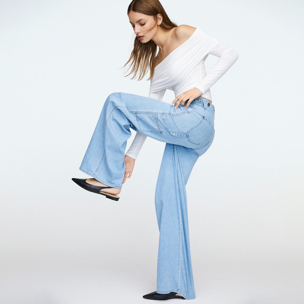 AMERICANINO - Jeans Cropped Tiro Alto Mujer Americanino