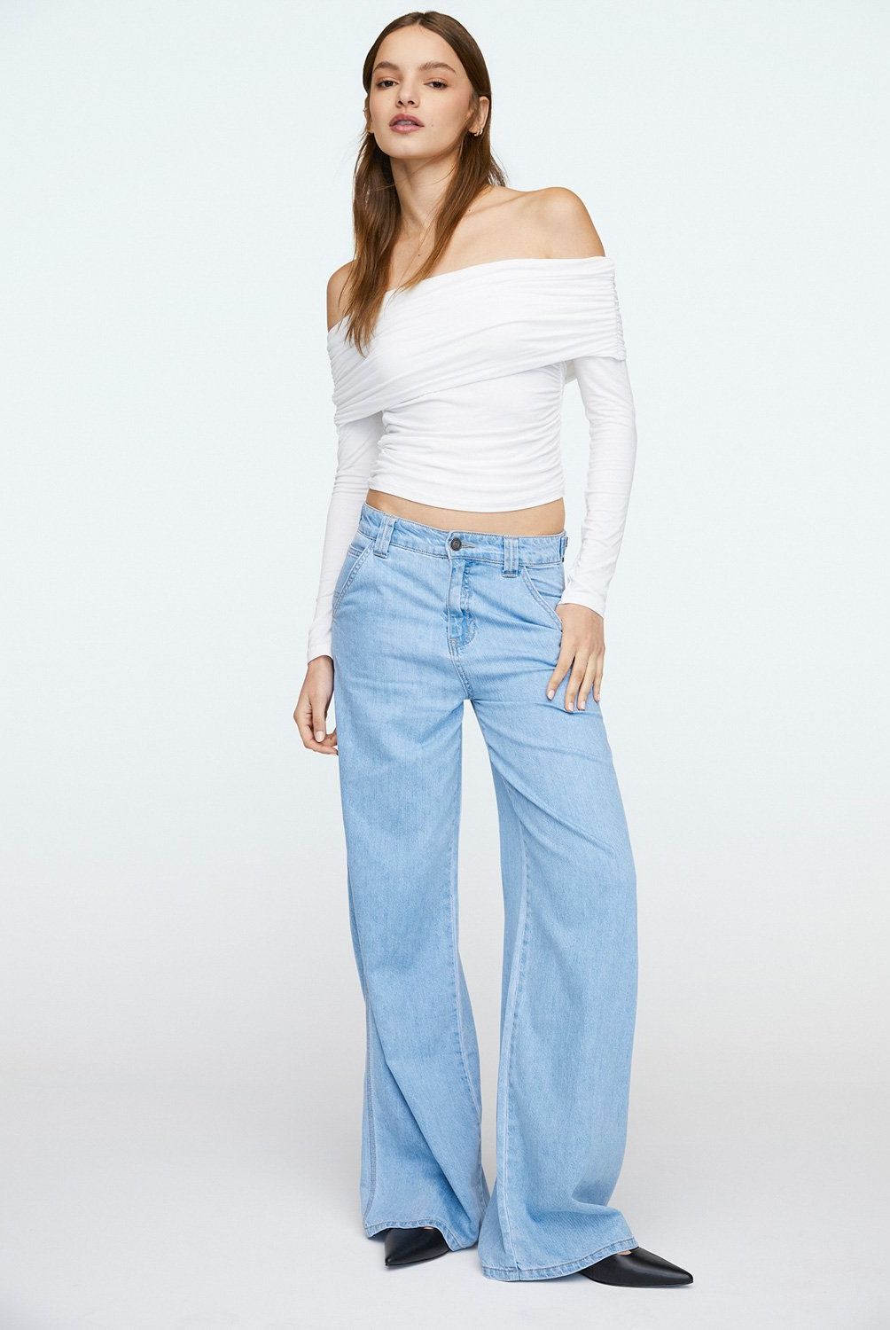 AMERICANINO - Jeans Cropped Tiro Alto Mujer Americanino