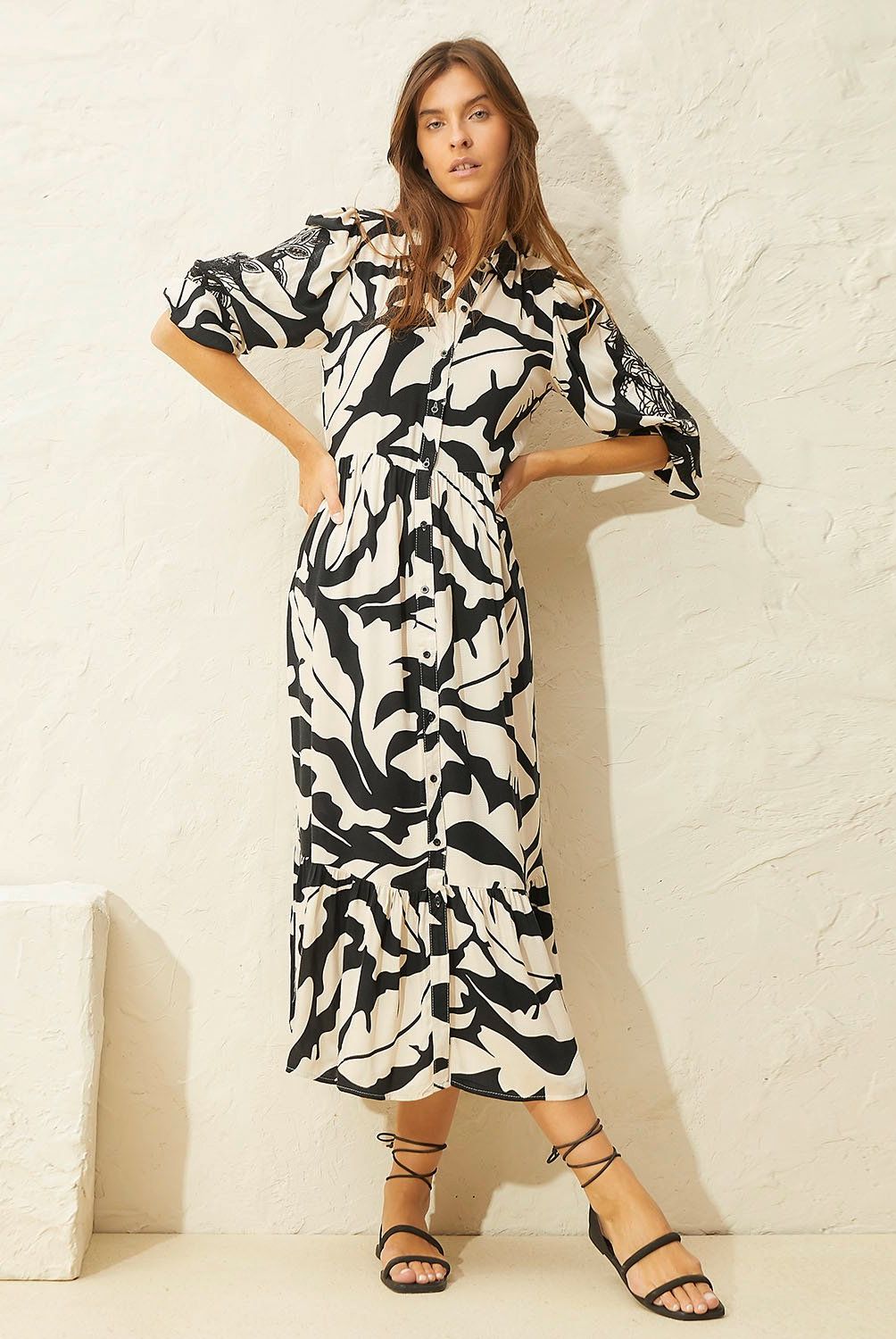 BASEMENT - Vestido Casual Viscosa Midi Mujer