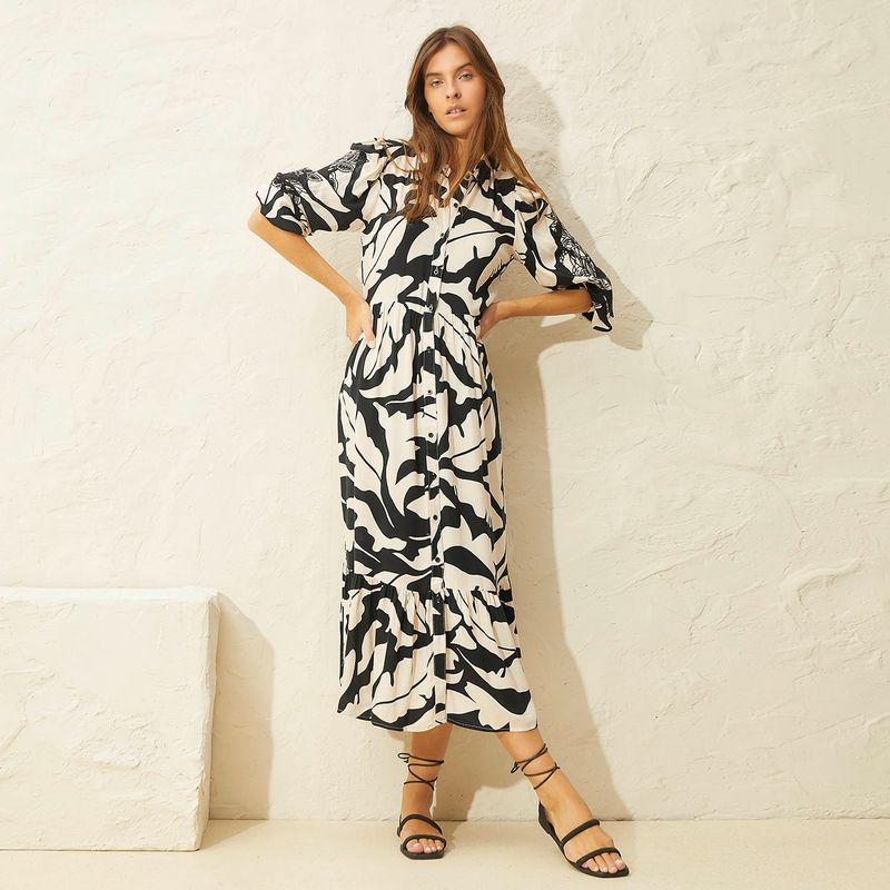 BASEMENT - Vestido Casual Viscosa Midi Mujer