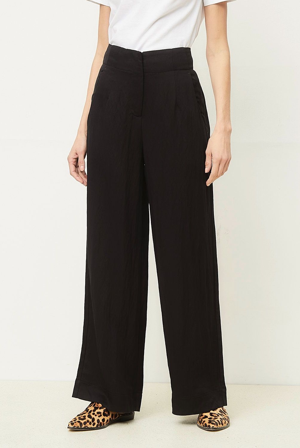 BASEMENT - Pantalón Wide Leg  Tiro Alto Lyocell Mujer Basement