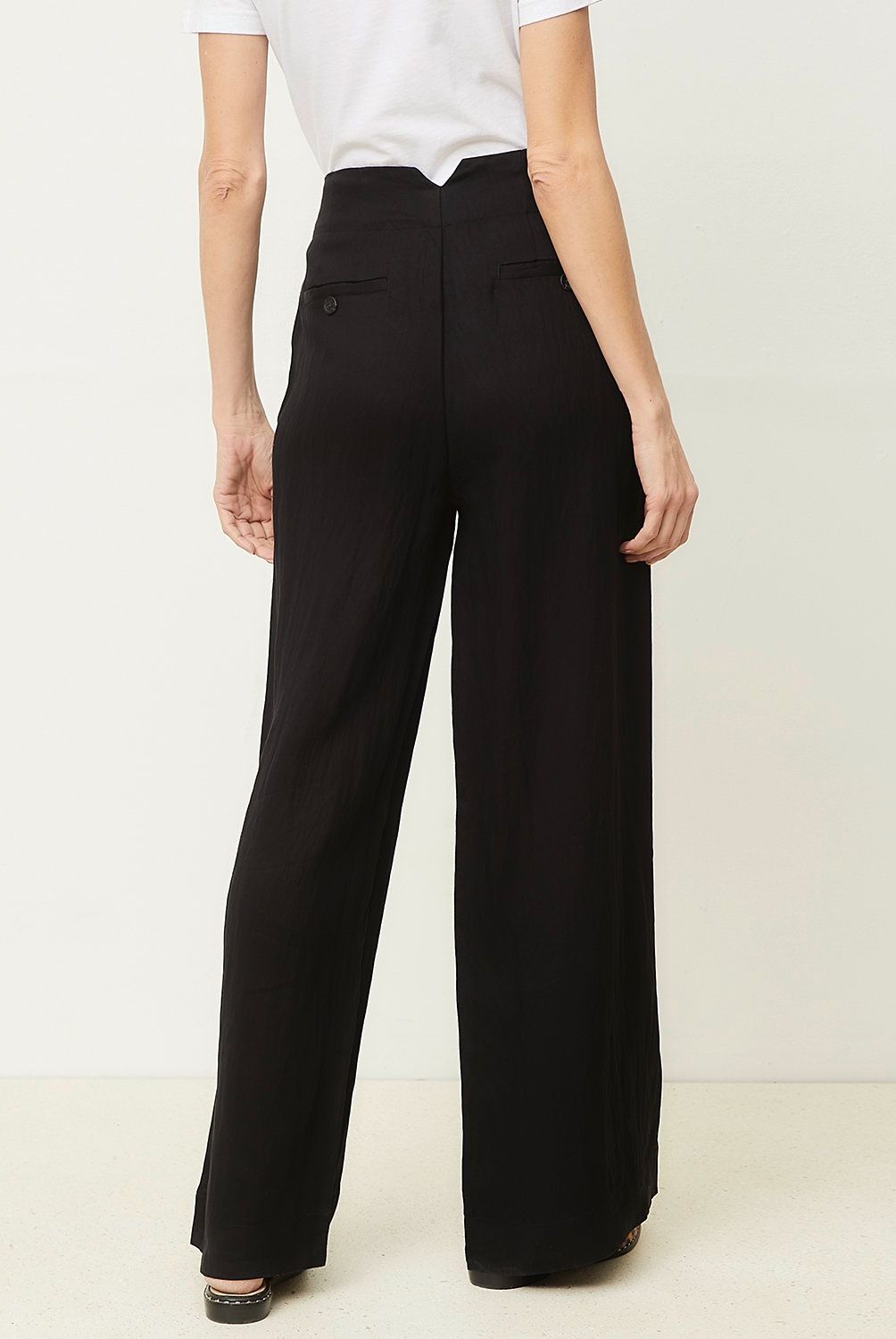 BASEMENT - Pantalón Wide Leg  Tiro Alto Lyocell Mujer Basement