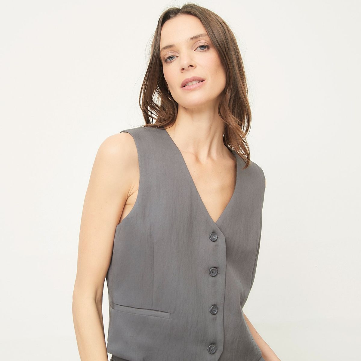 BASEMENT - Chaqueta Sin Mangas Mujer Basement Corte Elegante