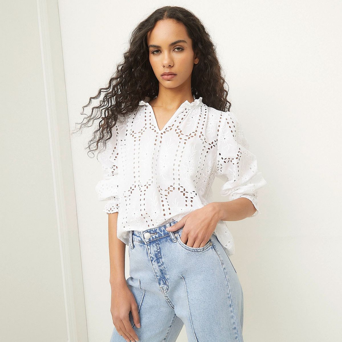 BASEMENT - Blusa Casual Mujer Manga larga Algodón