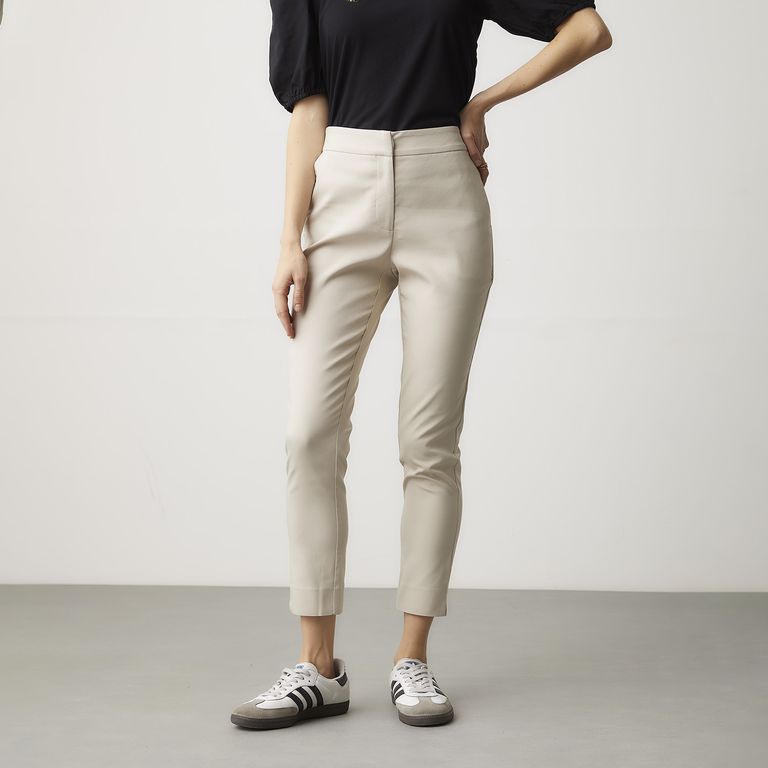 Pantalón Straight Alto Mujer Algodón