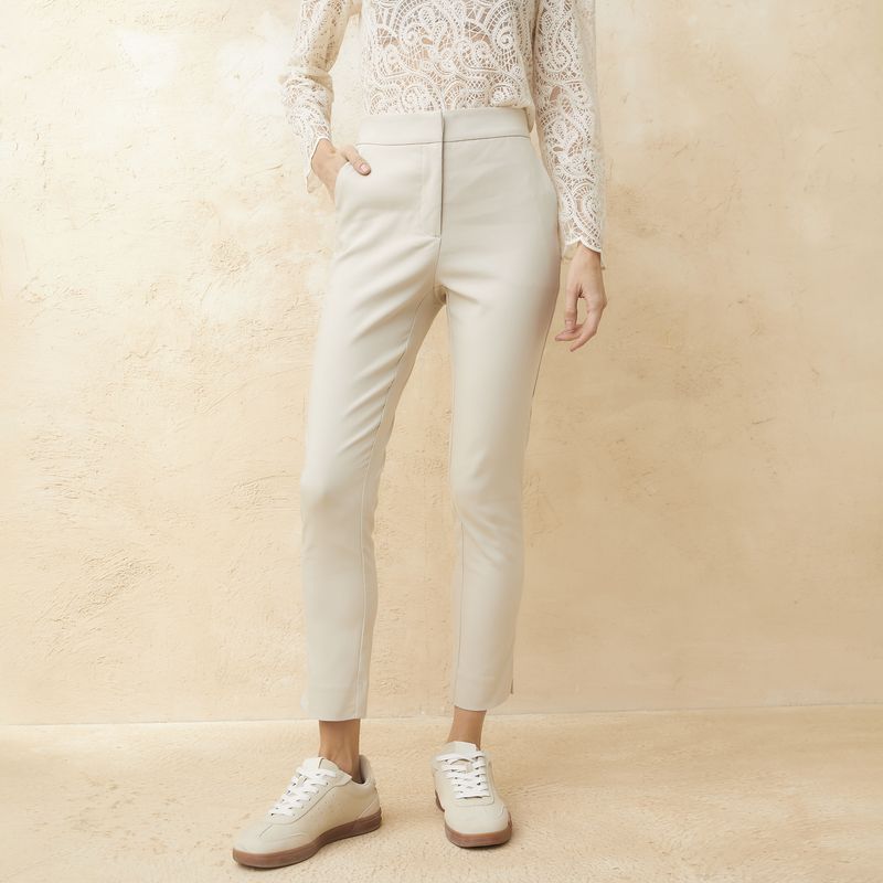 BASEMENT - Pantalón Straight Alto Basement Mujer Algodón