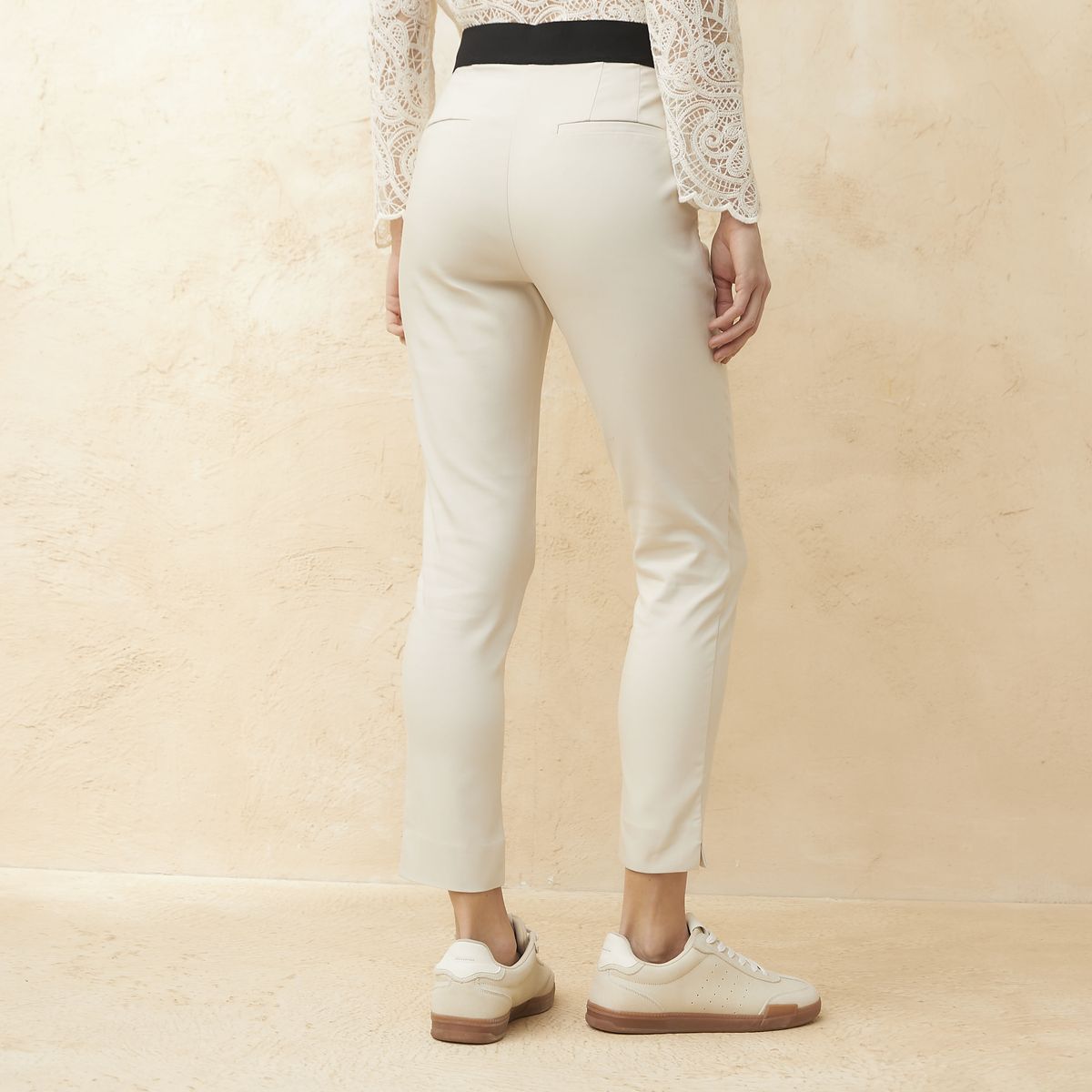 BASEMENT - Pantalón Straight Alto Basement Mujer Algodón