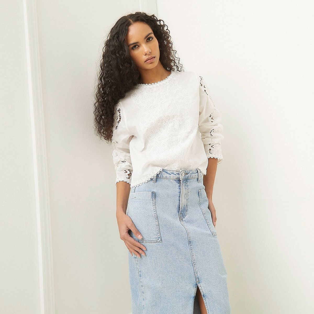 BASEMENT - Blusa Casual Mujer Manga larga Algodón