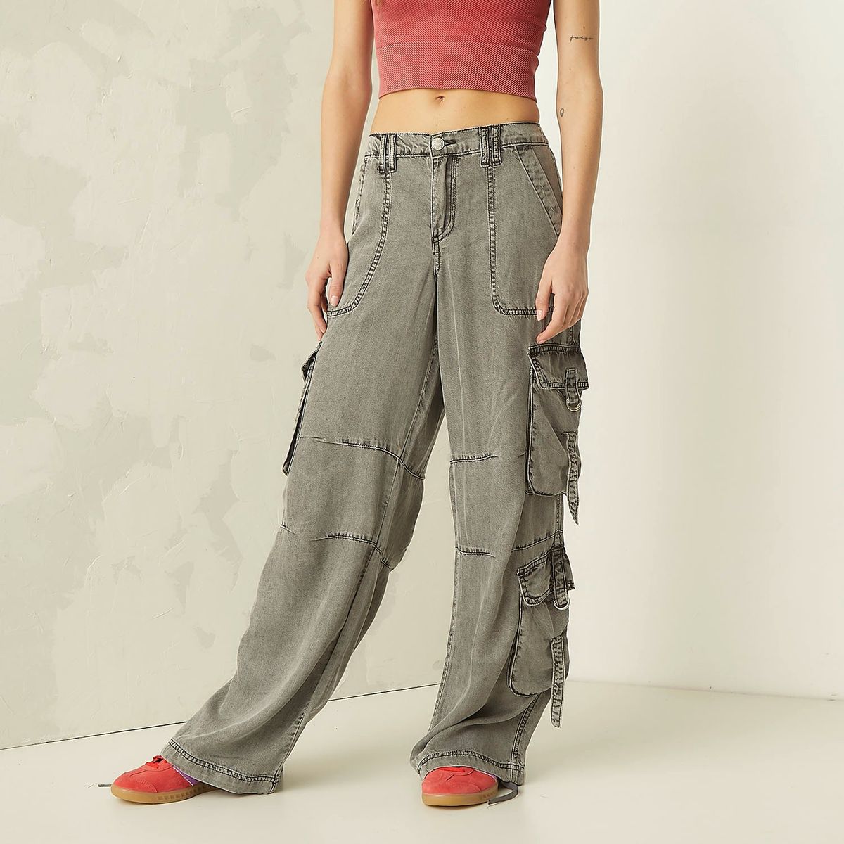 AMERICANINO - Jeans Cargo Tiro Medio Lyocell Mujer Americanino