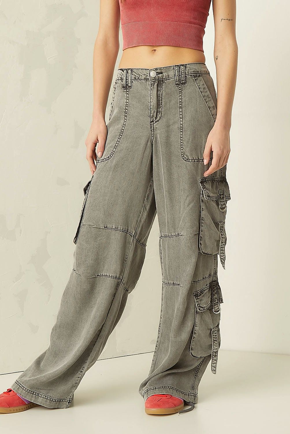 AMERICANINO - Jeans Cargo Tiro Medio Lyocell Mujer Americanino