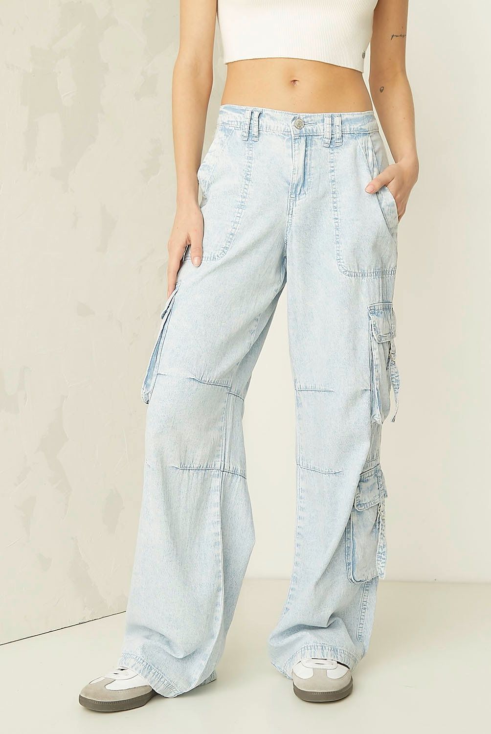 AMERICANINO - Jeans Cargo Tiro Medio Lyocell Mujer Americanino