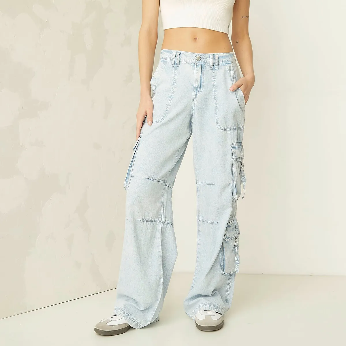 AMERICANINO - Jeans Cargo Tiro Medio Lyocell Mujer Americanino