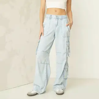 AMERICANINO - Jeans Cargo Tiro Medio Lyocell Mujer