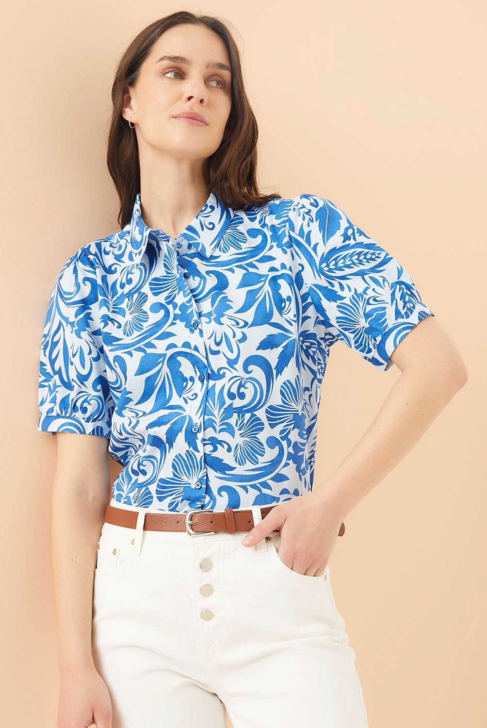 ELLE - Blusa Manga Corta Algodón Mujer Elle