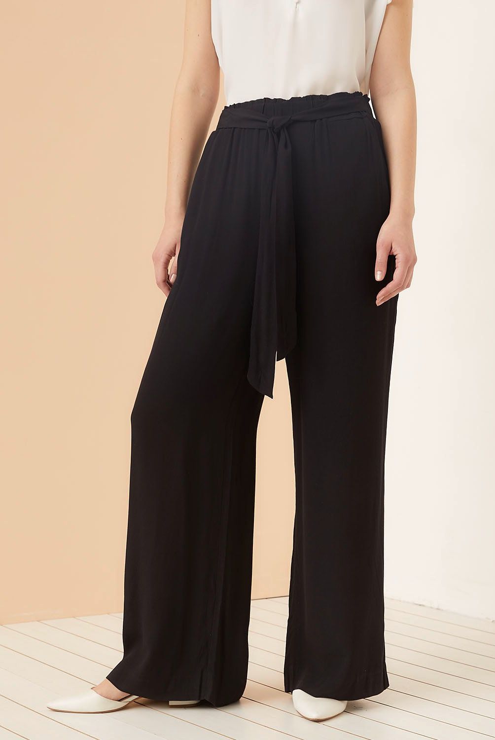 ELLE - Pantalón Wide Leg Tiro Alto Mujer Elle