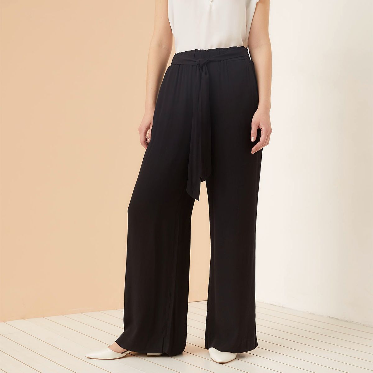 ELLE - Pantalón Wide Leg Tiro Alto Mujer Elle