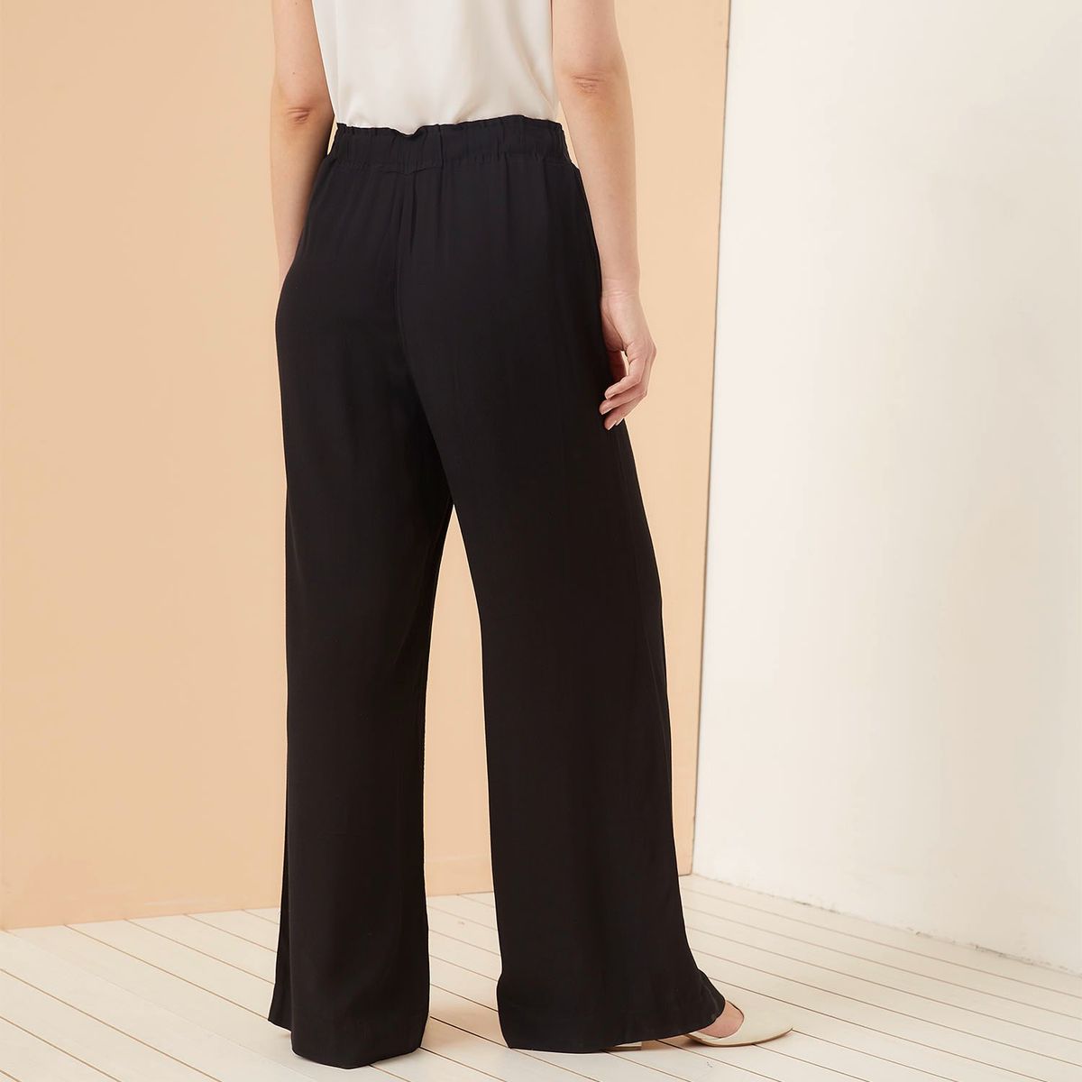 ELLE - Pantalón Wide Leg Tiro Alto Mujer Elle