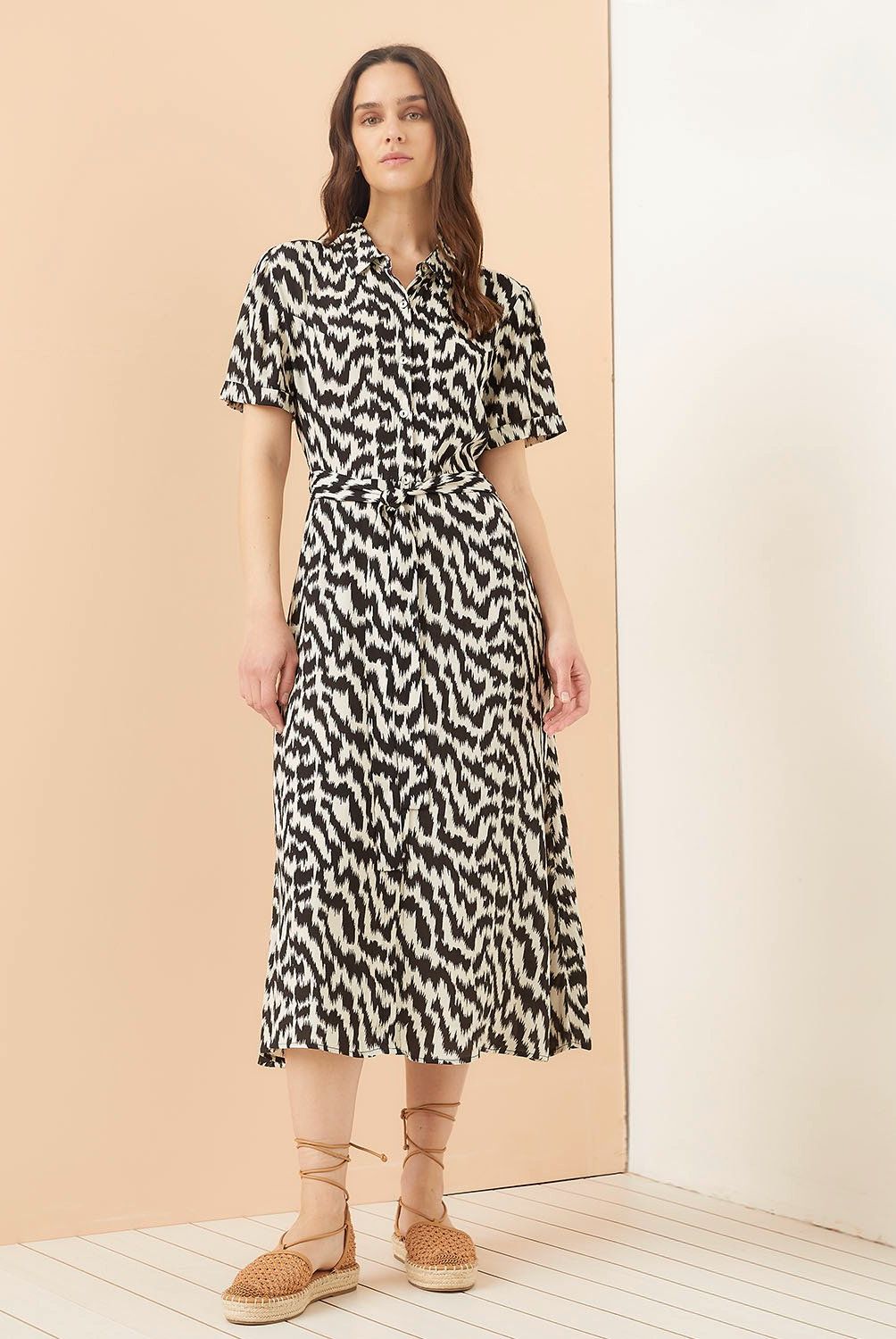 ELLE - Vestido Camisero Midi Mujer Elle