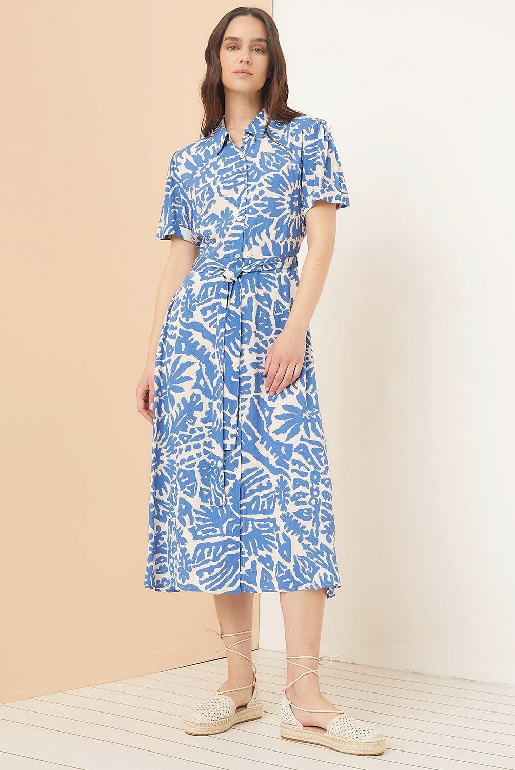 ELLE - Vestido Camisero Midi Mujer Elle