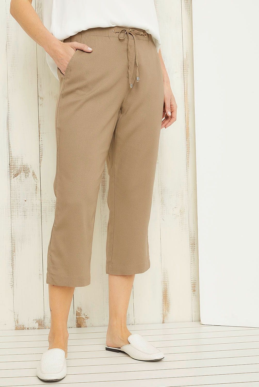 S COCCI - Pantalón Capri Straight Tiro Alto Lino Mujer Estampado Floral