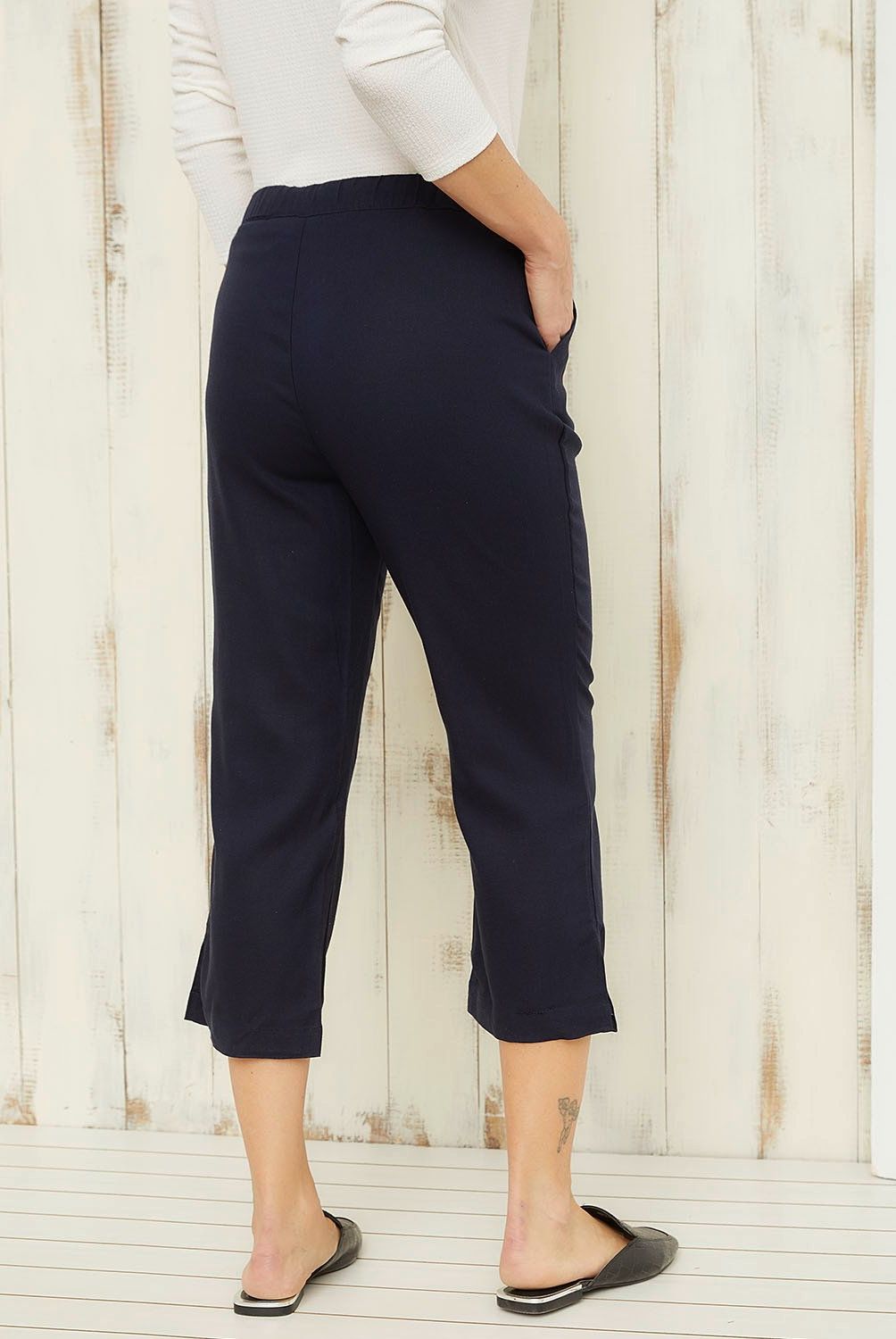 S COCCI - Pantalón Capri Straight Tiro Alto Lino Mujer Estampado Floral