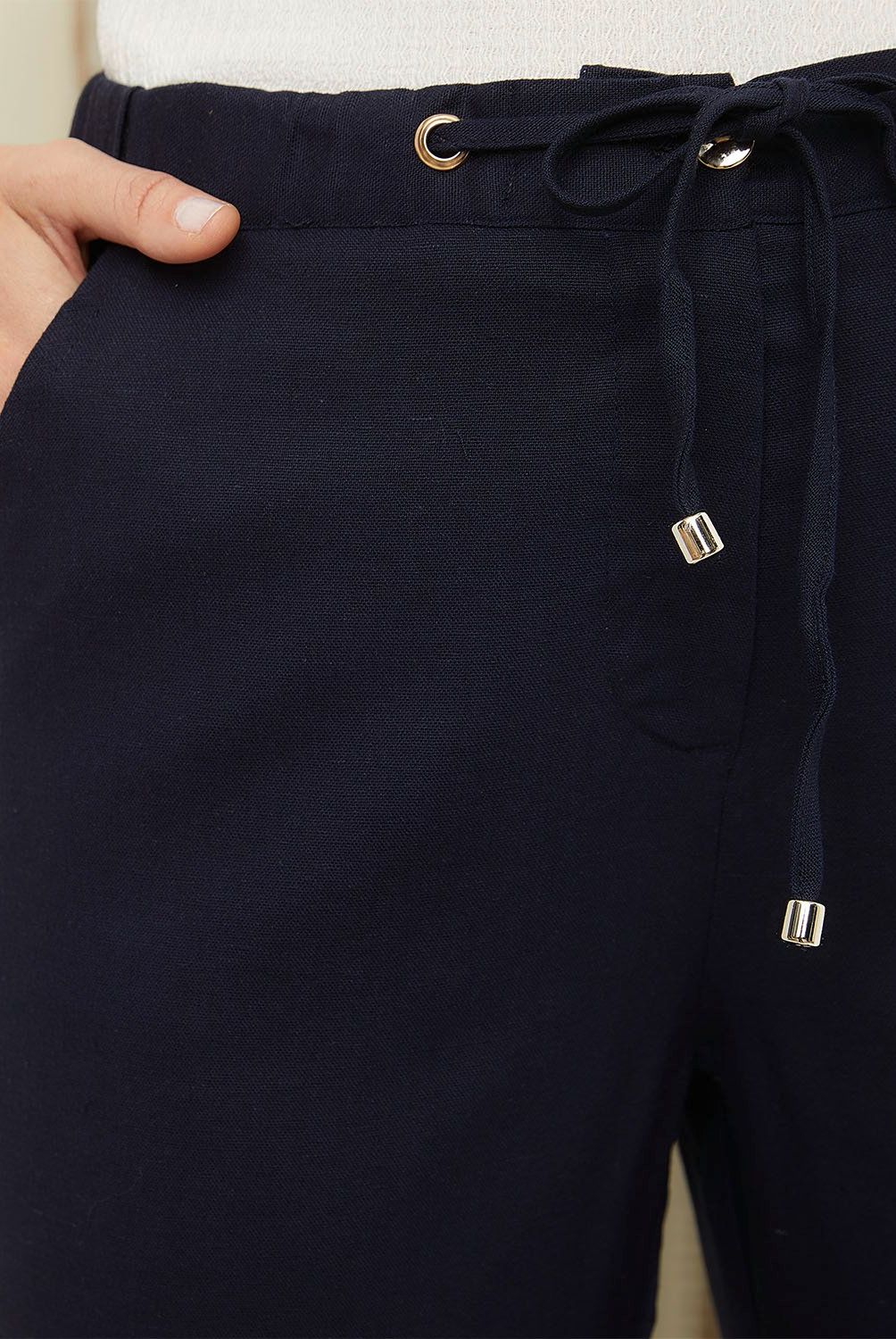 S COCCI - Pantalón Capri Straight Tiro Alto Lino Mujer Estampado Floral