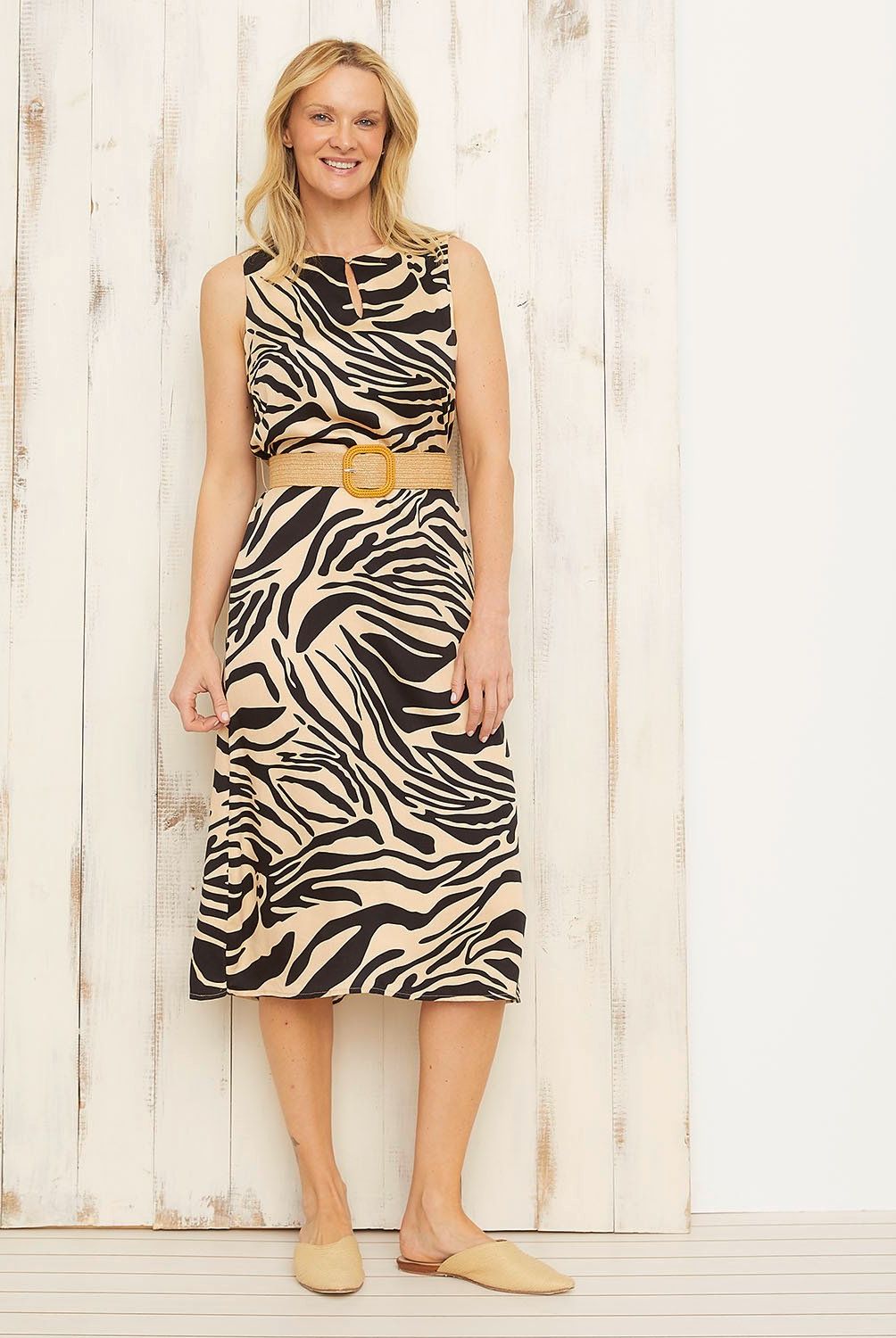 S COCCI - Vestido Midi Mujer Estampado Tropical