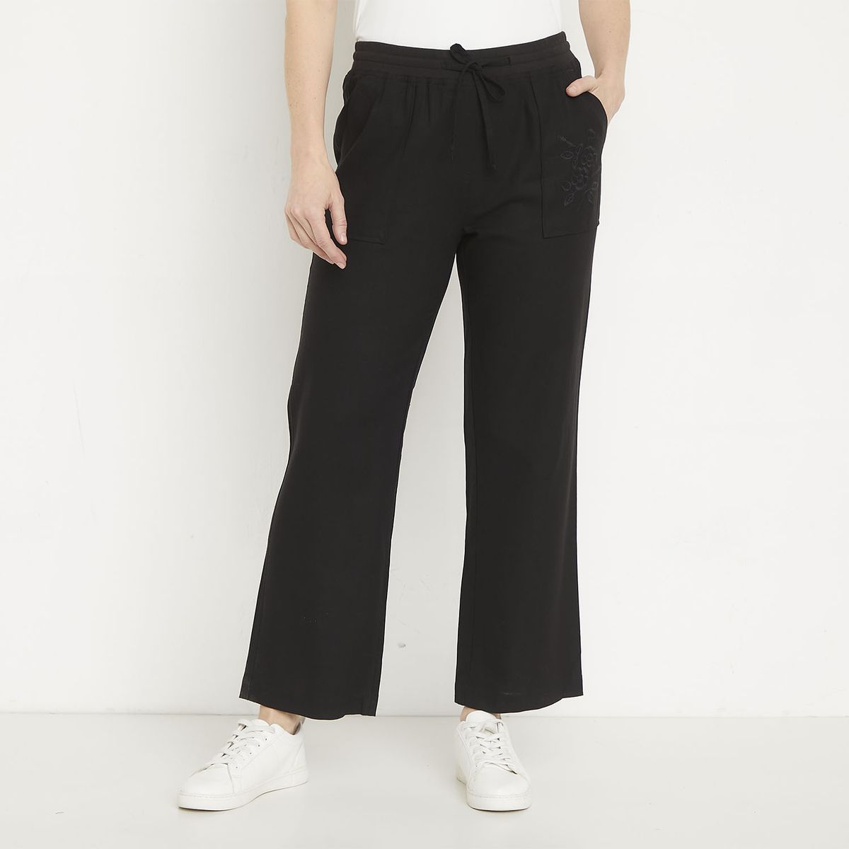 NEWPORT - Pantalón Tiro Alto Lino Mujer Newport
