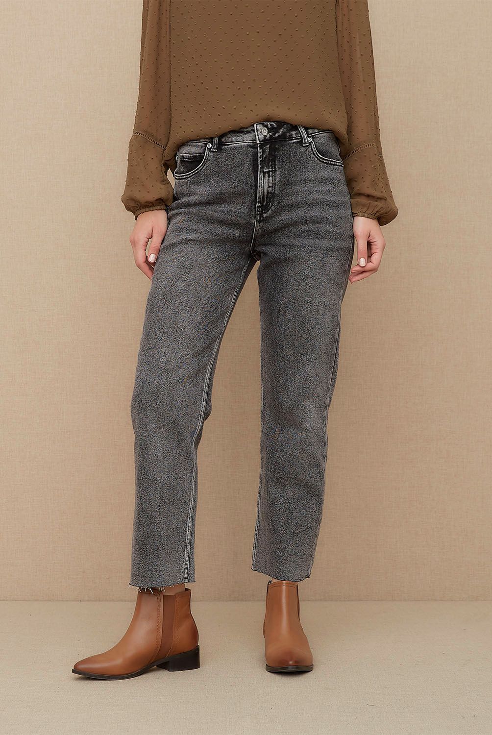 UNIVERSITY CLUB - Jeans Straight Tiro Alto Mujer University Club