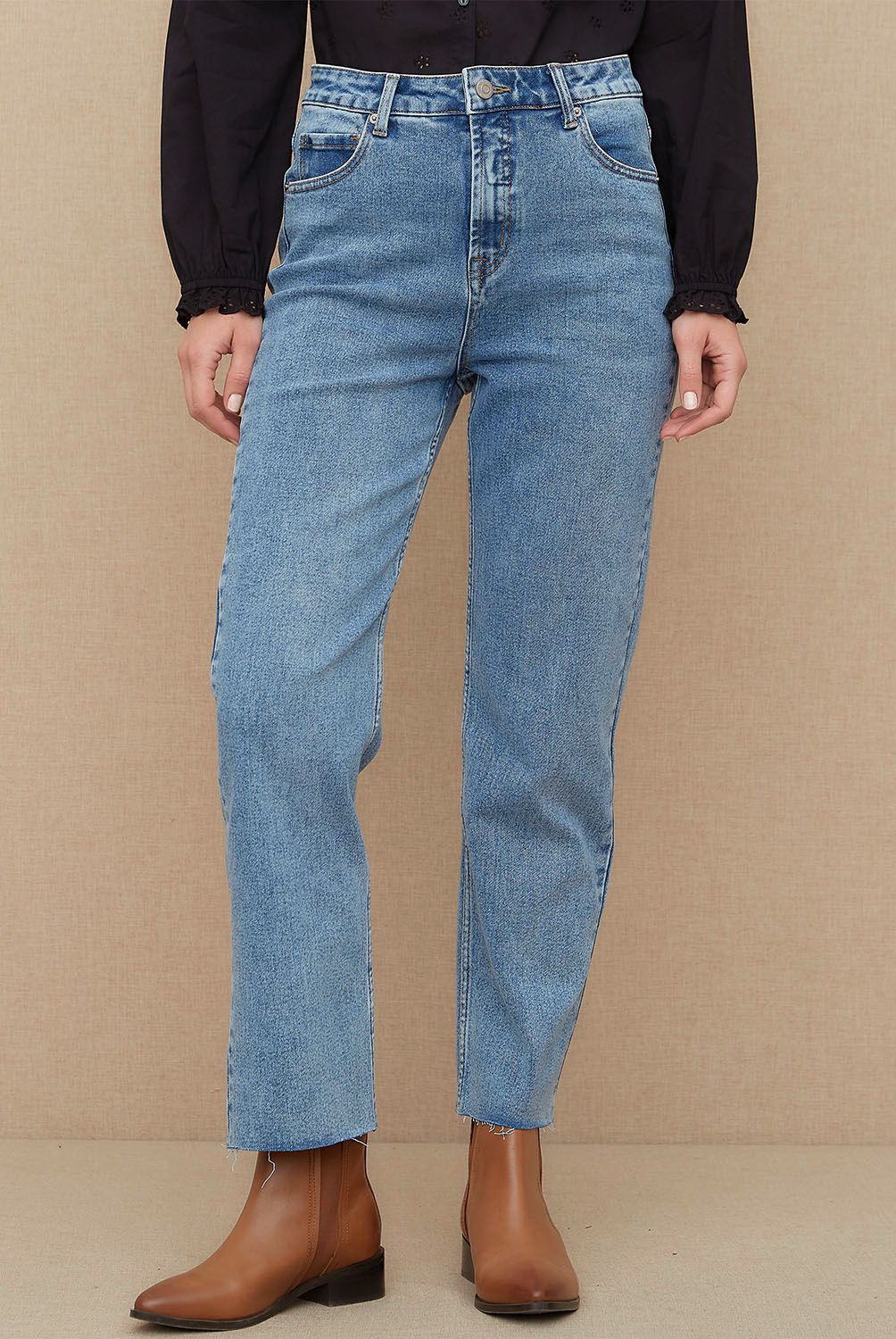 UNIVERSITY CLUB - Jeans Straight Tiro Alto Mujer University Club