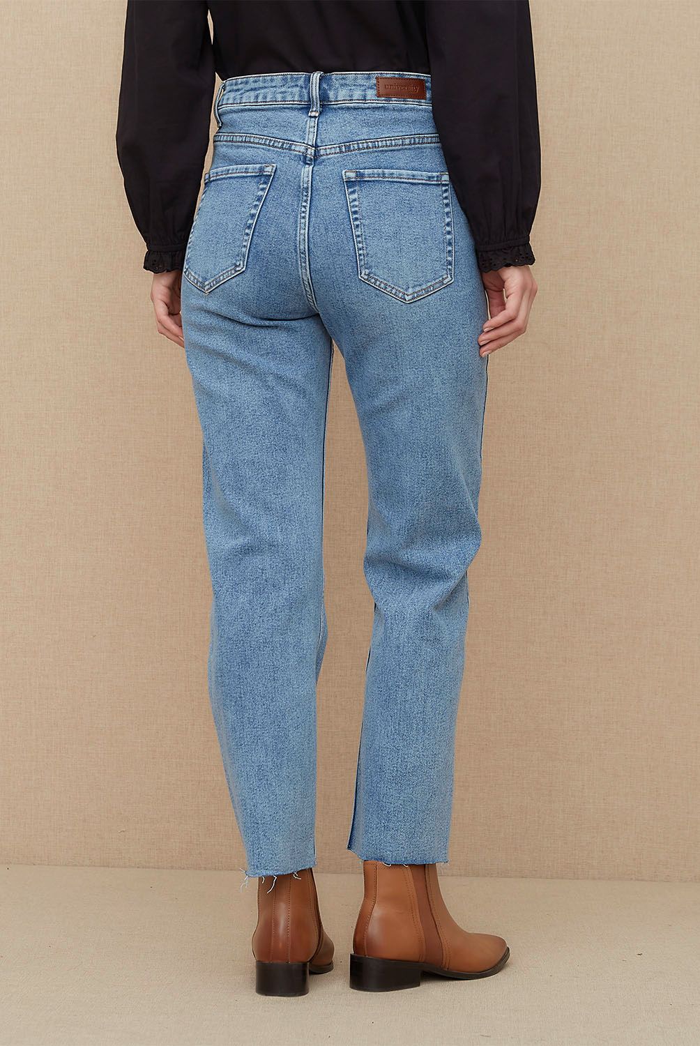 UNIVERSITY CLUB - Jeans Straight Tiro Alto Mujer University Club