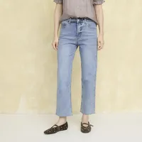 Jeans Straight Tiro Alto Mujer