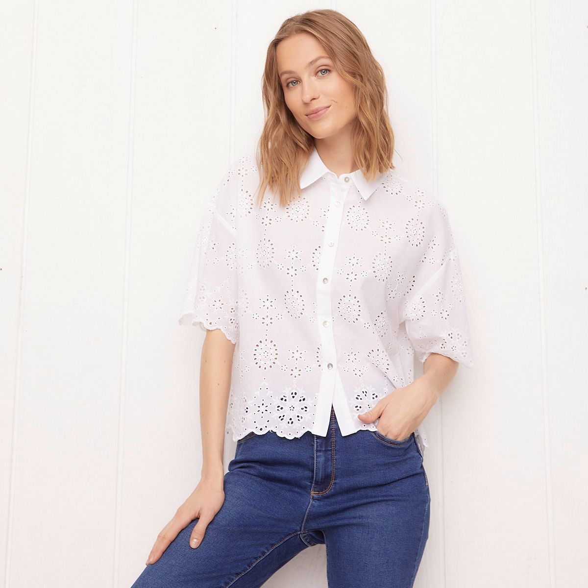 UNIVERSITY CLUB - Blusa Manga Corta Algodón Mujer University Club