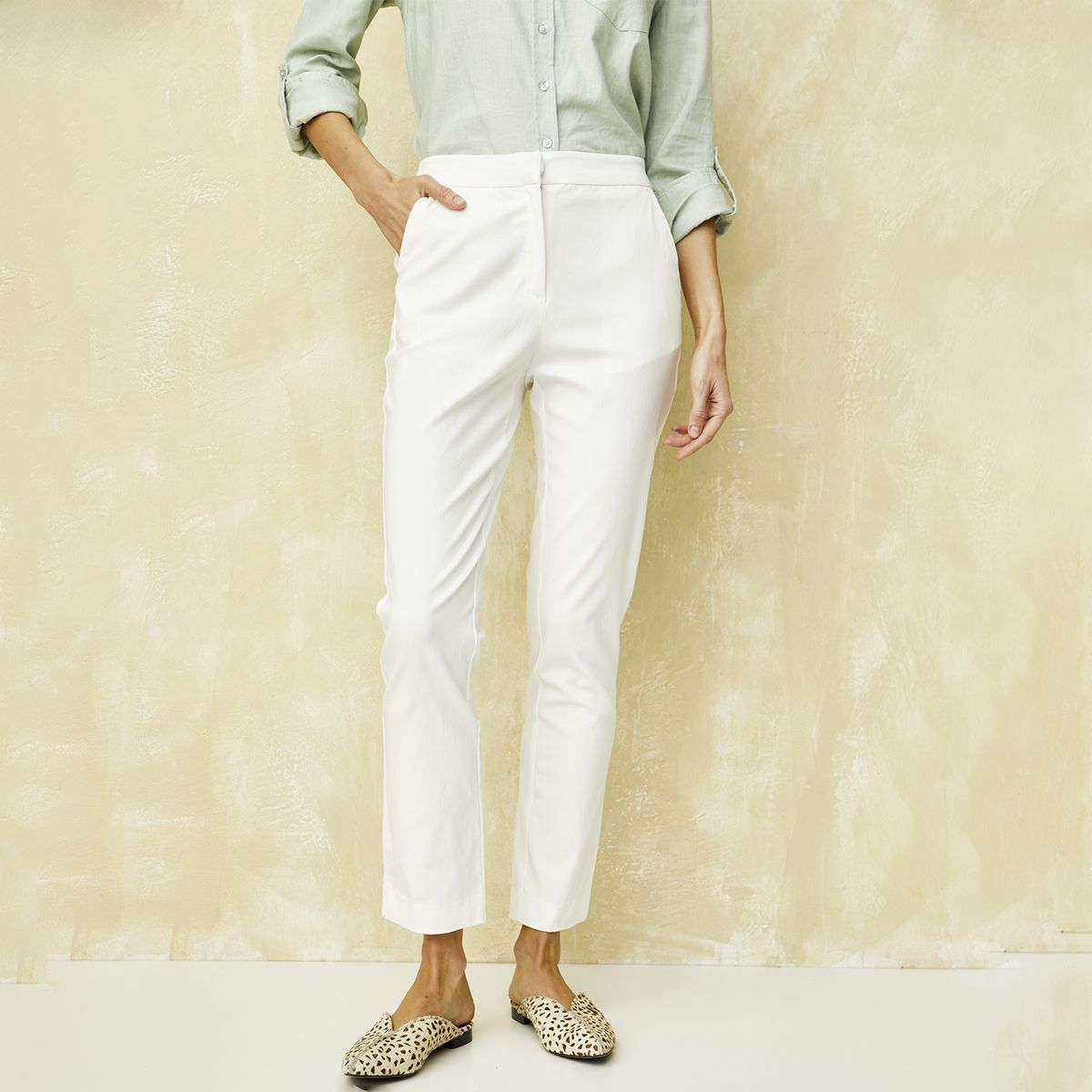 UNIVERSITY CLUB - Pantalón Mujer University Club Viscosa Straight Tiro Alto