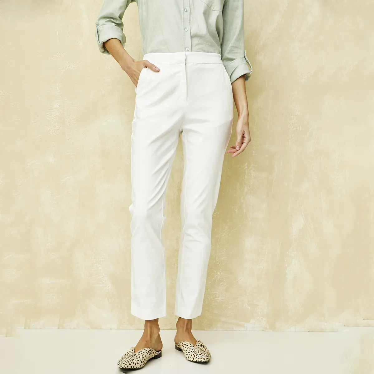 UNIVERSITY CLUB - Pantalón Mujer University Club Viscosa Straight Tiro Alto