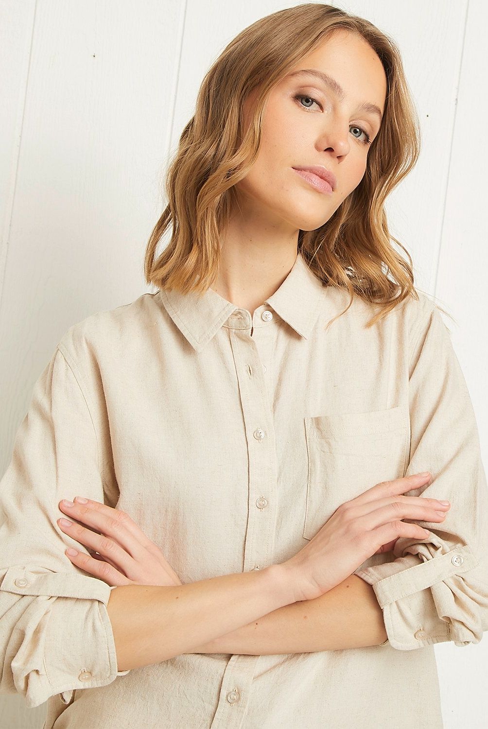 UNIVERSITY CLUB - Blusa Lino Manga Larga Mujer University Club